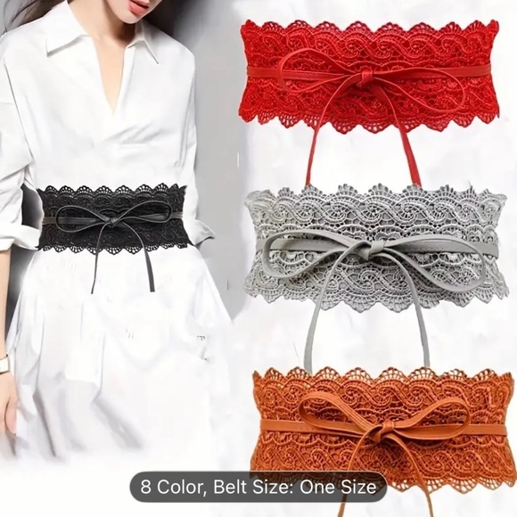 Elegant Black Lace Waist Belt - Picture 3 of 3